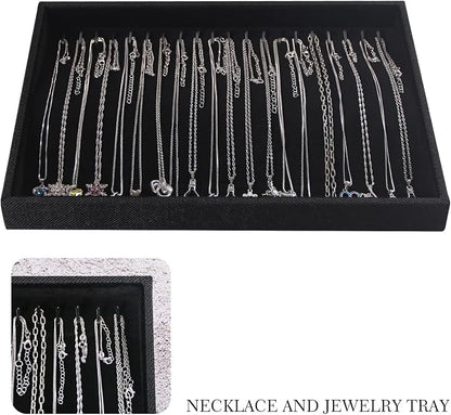 Julysky 2 Pcs/set Stackable Jewelry Organizer Trays，Necklace Tray+Necklace Tray - Image 2
