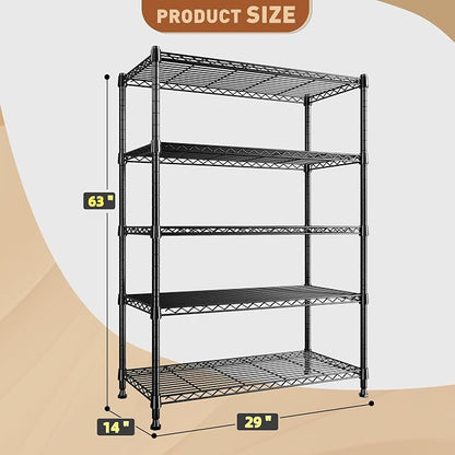 REIBII 5-Tier Wire Shelving Rack Storage Shelves Metal Shelves, 1020 LBS - Image 3