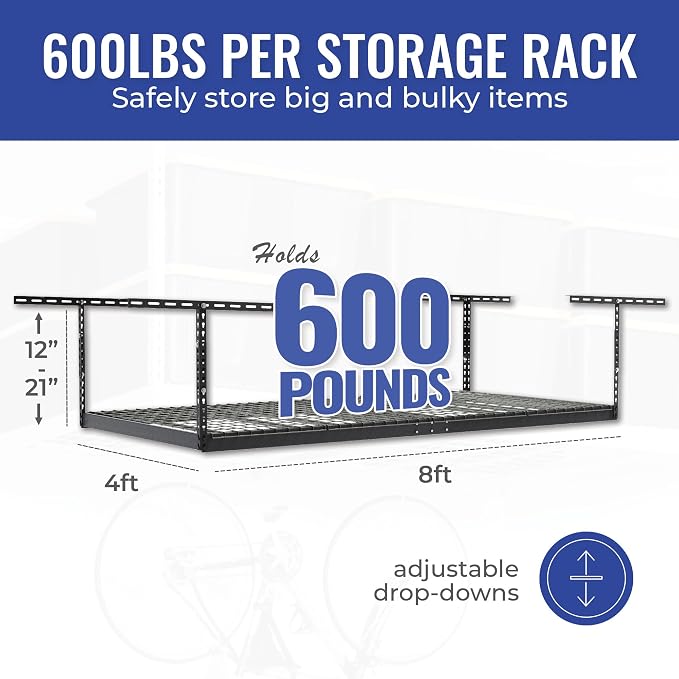 SafeRacks 4ft x 8ft Overhead Garage Storage Rack 2 Rack Pack - Image 6