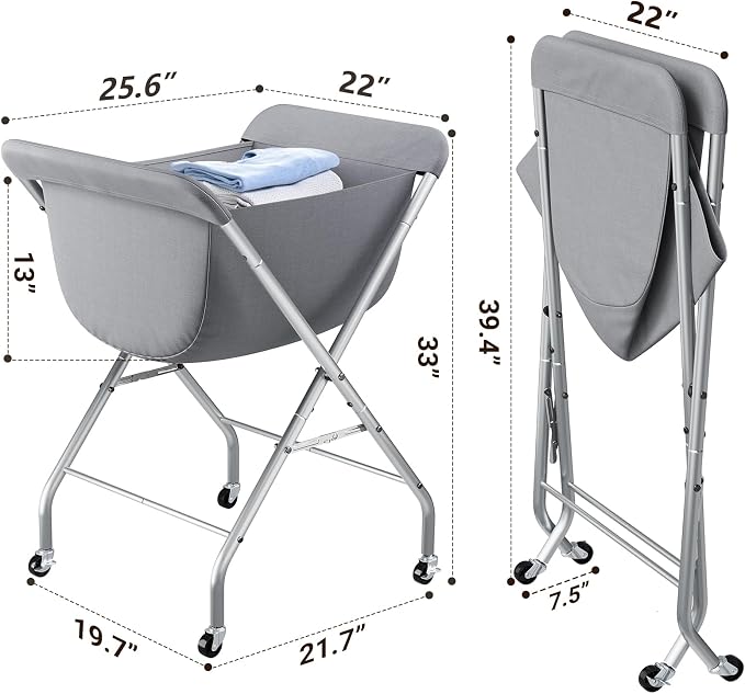 ELYKEN Laundry Cart with Wheels, 33”H Easy Rolling Laundry Hamper with - Image 3