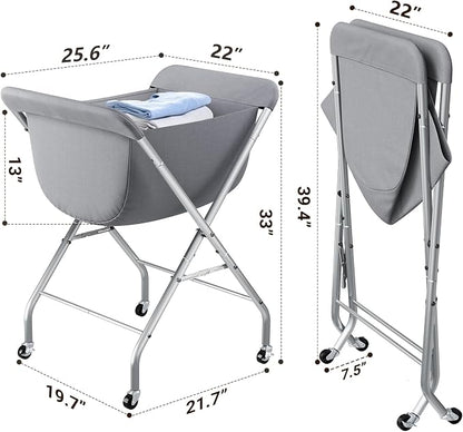 ELYKEN Laundry Cart with Wheels, 33”H Easy Rolling Laundry Hamper with - Image 3