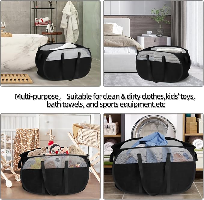 100L Collapsible Laundry Baskets, Tear Proof Pop Up Laundry Hamper - Image 8
