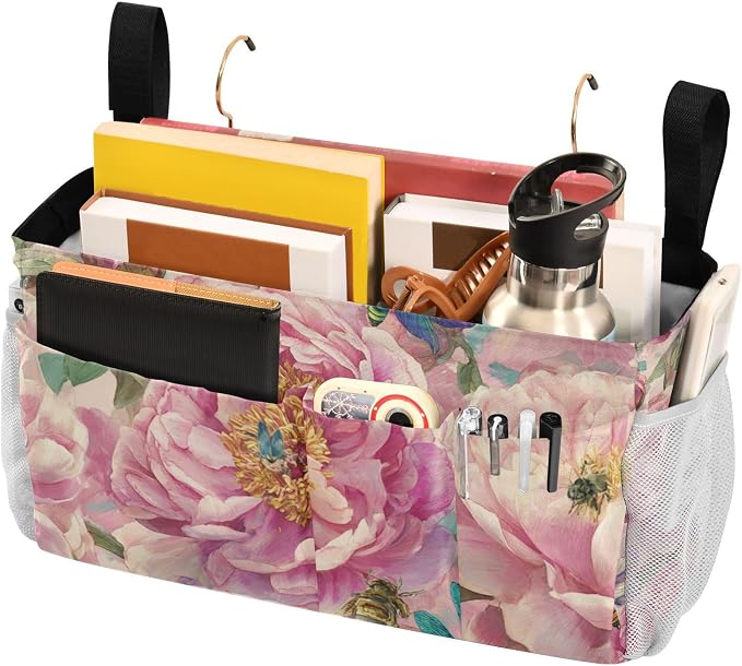 Pink Peony Bee Dragonfly Bedside Caddy - Image 3