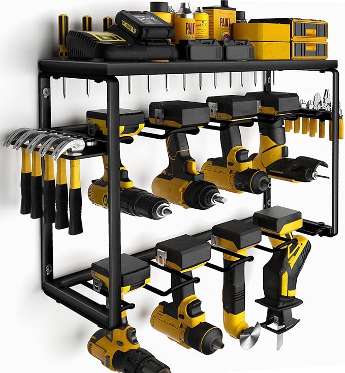 Spampur Power Tool Organizer, 8 Drill Holders Wall Mount, 3 Layer Heavy Duty by Spampur
