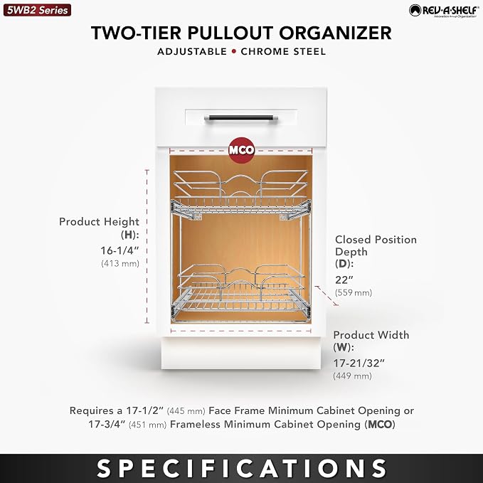 Rev-A-Shelf 2-Tier Kitchen Cabinet Pullout Shelf and Drawer Organizer Slide Out - Image 6