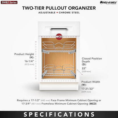 Rev-A-Shelf 2-Tier Kitchen Cabinet Pullout Shelf and Drawer Organizer Slide Out - Image 6
