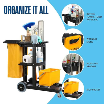 Houseables Cleaning Cart, Janitorial Cart, Cleaning Caddy - Image 5