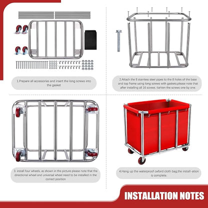 Commercial Laundry Cart on Wheels, 11.35 Bushels Large Laundry Roller, Heavy - Image 6