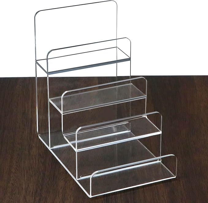 QWORK 4-Tier Acrylic Wallet and Handbag Display Stand, Space-Saving, - Image 2