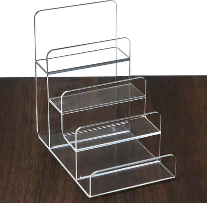 QWORK 4-Tier Acrylic Wallet and Handbag Display Stand, Space-Saving, - Image 2
