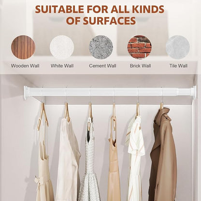 Closet Rods for Hanging Clothes, 17-70 Inch Stepless Adjustable Closet Rod - Image 3