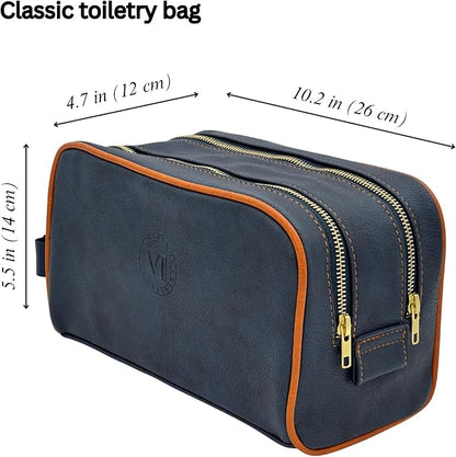 Dopp Gift Large Travel Toiletry Bag Premium Quality PU Leather Two compartments - Image 4