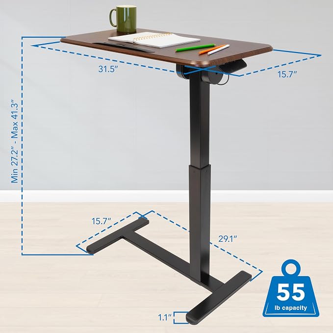Mount-It! Rolling Bedside Table, Overbed Tray Table on Wheels - Image 3
