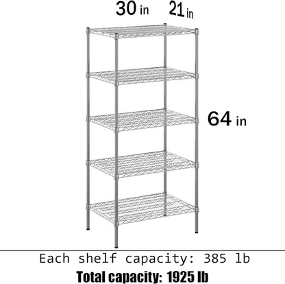 21" Deep x 30" Wide x 64" Height Wire Shelving Kit | 5-Tier | NSF Commercial - Image 3