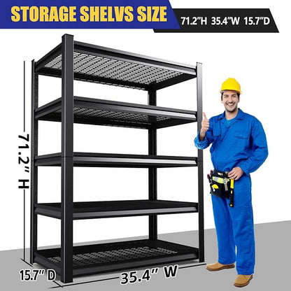 71"H Garage Shelving-3000LBS 5 Tier Storage Shelves, Adjustable Heavy Duty - Image 3