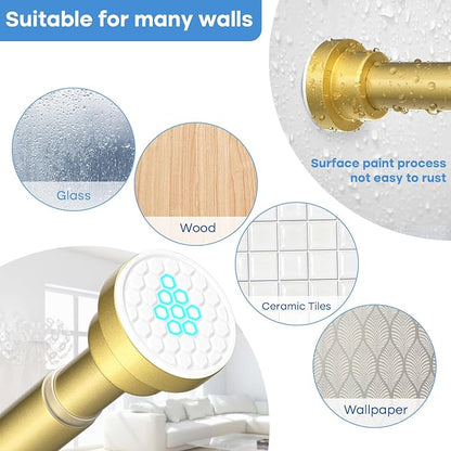 Shower Curtain Rod 45-77 Inch Gold Shower Rod Tension Rod Adjustable Curtain - Image 4