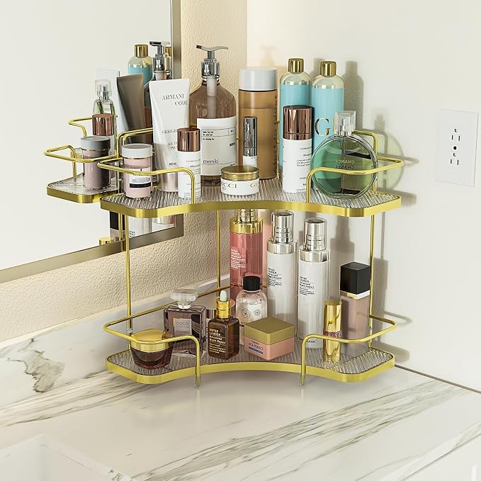 FOLLOWIN 2 Tier Bathroom Corner Countertop Organizer, Make Up Organizers and - Image 8