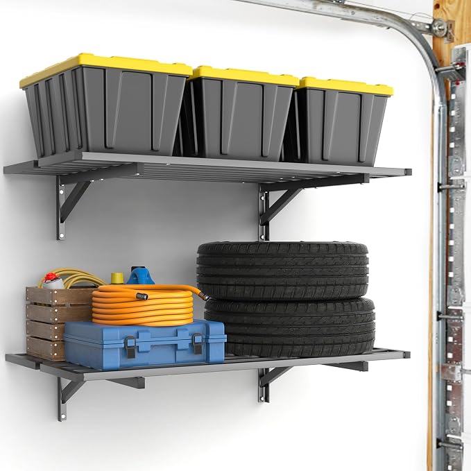 WALMANN 2 Pack Heavy Duty Wall Mounted Shelves, 2 ft x 3 ft Wall-Mounted Garage - Image 8
