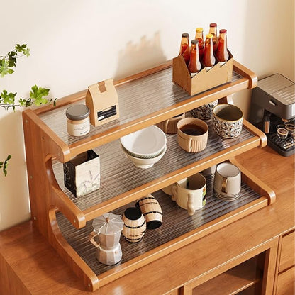 3 Tier Wooden Mug Rack Coffee Mug Holder, Tiered Wooden Display Riser Stand - Image 2