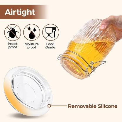 ComSaf Airtight Glass jar with lid 34oz Set of 3, Glass Storage Containers with - Image 3