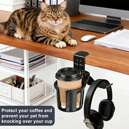 MYITYARD Desk Cup Holder Clamp, 2 in 1 Anti-Spill Clip On Table Cup Holder - Image 7
