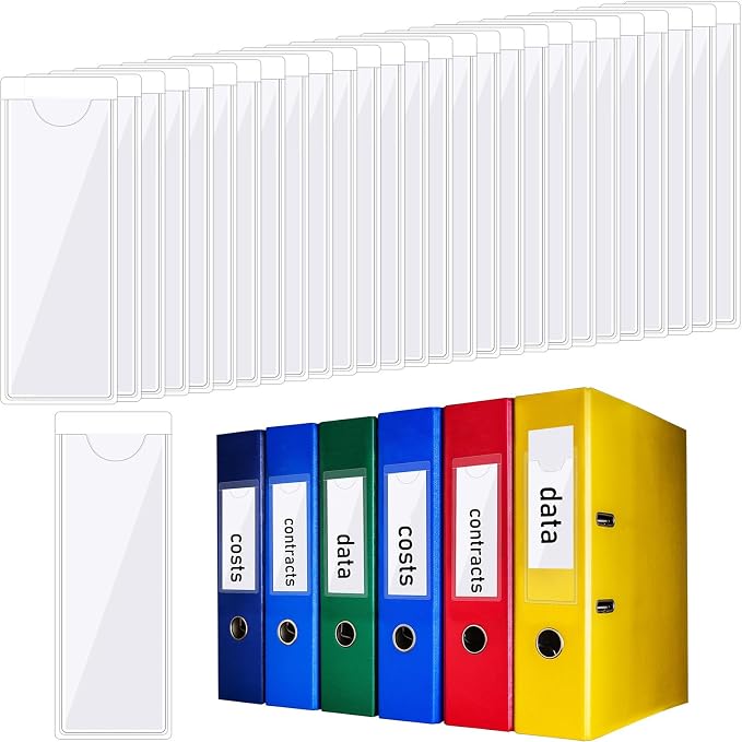 Outus 200 Pack 1.2 x 3.35 Inch Self Adhesive Label Pockets Bulk Plastic Labels - Image 9