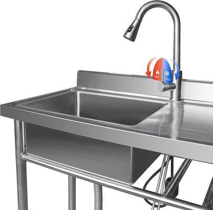 Qian Kun Free Standing 39.3 * 19.7 * 35.4 Left Single Bowl Outdoor Kitchen Sink - Image 4