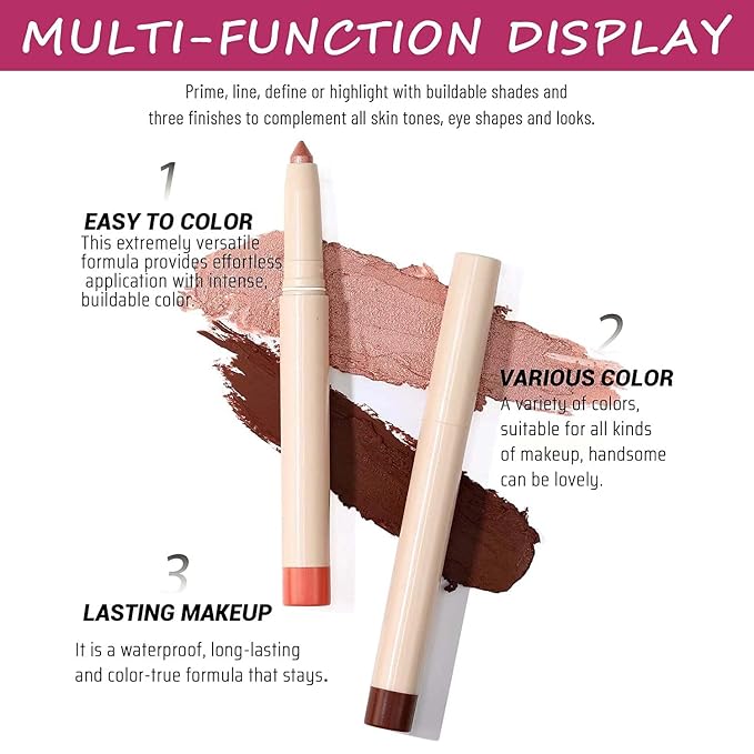 Enthusiasm Matte Eyeshadow Stick, Cream Eyeshadow Pencil, Long Lasting - Image 3