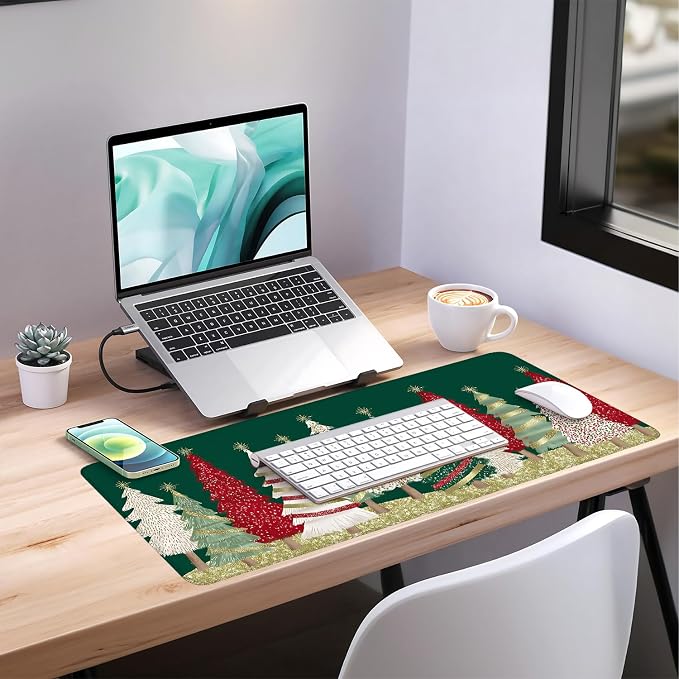 Christmas Tree - Green Gaming Mouse Pad 35.4"x15.7"Desk Mat Anti-Slip Rubber - Image 7