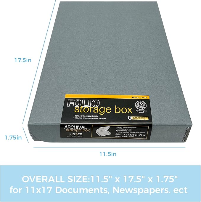 Lineco Clamshell Archival Storage Box, 11.5x17.5x1.75 Inch, Organize and Store - Image 2