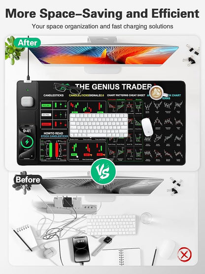 Mouse Pad for Stock Enthusiast, Wireless Charging Desk Pad - Image 4