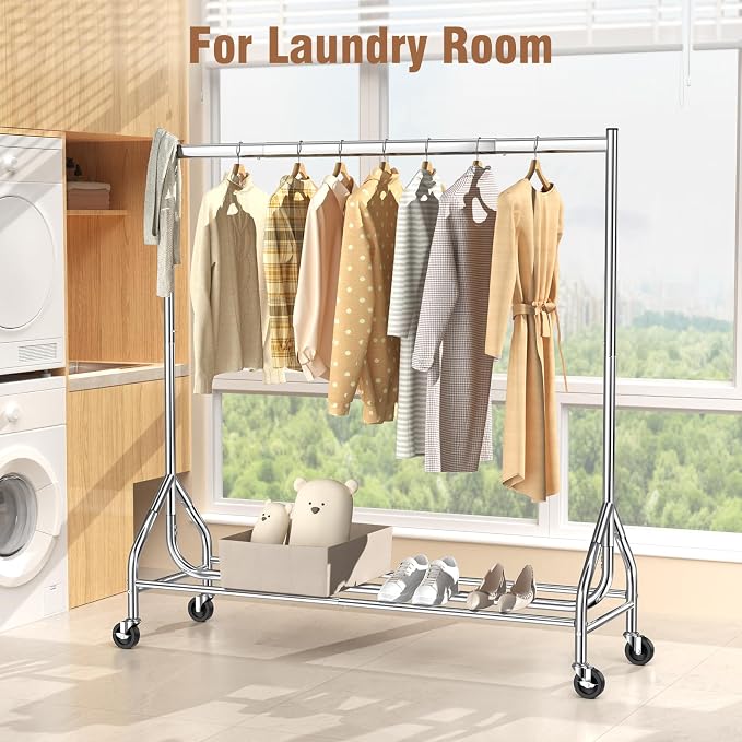 EAGMAK Heavy Duty Clothes Rack Load 420 LBS, Rolling Garment Rack - Image 6