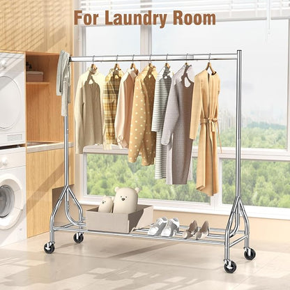 EAGMAK Heavy Duty Clothes Rack Load 420 LBS, Rolling Garment Rack - Image 6