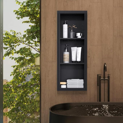 12" x 36" Stainless Steel Shower Niche, 3-Tier Waterproof Shelves, No-Tile - Image 2