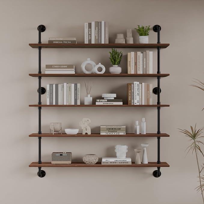 HDDFER Floating Shelves for Wall Living Room Shelves Bookshelf Industrial Pipe - Image 4