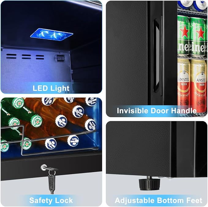 Beverage Refrigerator 126 Can, Mini Beverage Fridge Small Beverage Cooler - Image 6