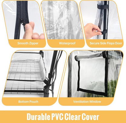 Indoor Greenhouse with Grow Light, 4-Tier Plant Stand with Zippered PVC Tent - Image 3