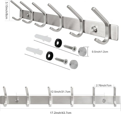 WEBI 2 Packs, Heavy Duty Stainless Steel 304 Hook Rail Coat Rack, Satin Finish - Image 3