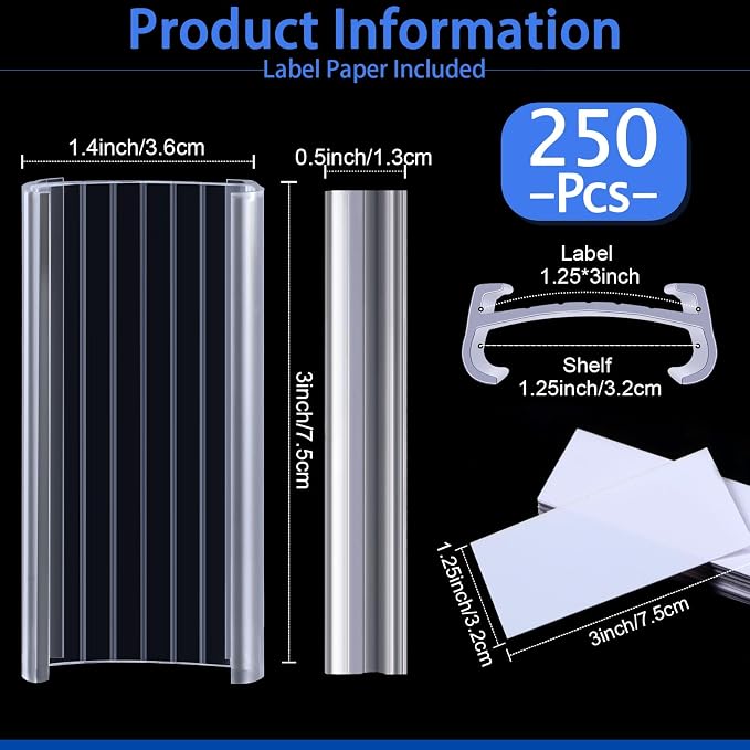 250 Pieces Wire Shelf Label Holders Wire Label Holder Plastic Shelf Tags - Image 2