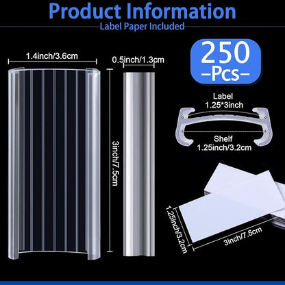 250 Pieces Wire Shelf Label Holders Wire Label Holder Plastic Shelf Tags - Image 2