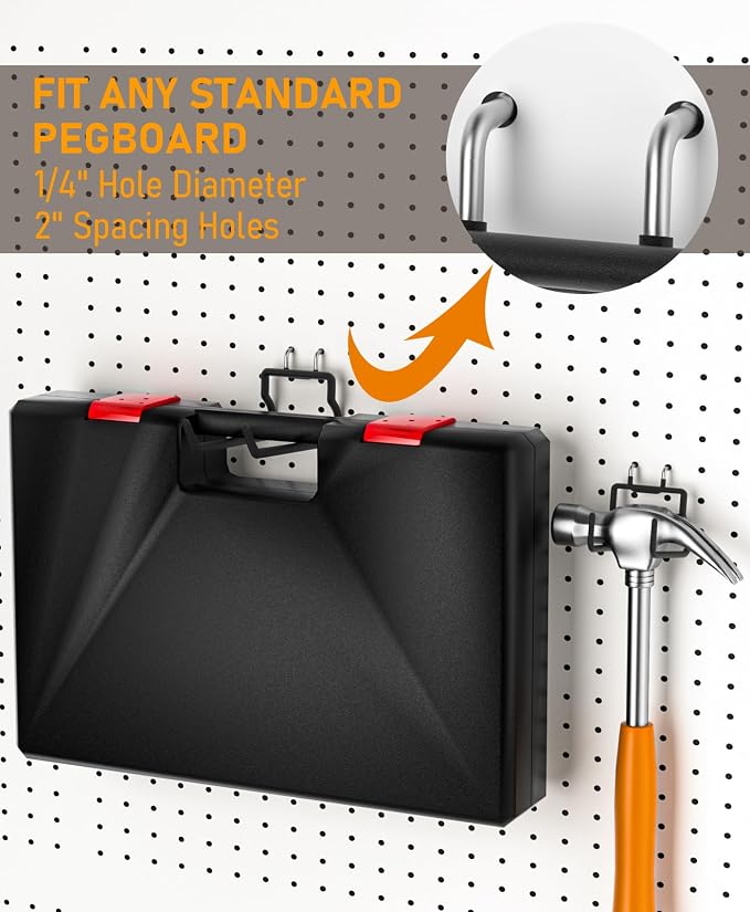 INCLY 10 Pack Heavy Duty Pegboard Hooks, 1/4" Pegboard Drill Holder Tool - Image 5