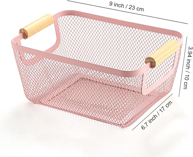 AJIODA Metal Mesh Steel Basket, Small Wire Storage Organizer Baskets - Image 2
