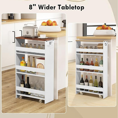 LOKO 4-Tier Rolling Storage Cart, 8 Inches Slim Kitchen Cart on Wheels - Image 7