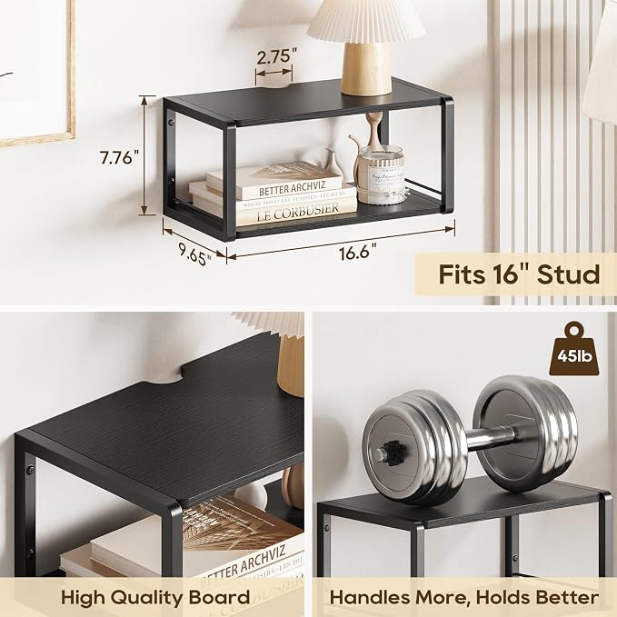 Floating Nightstand, Wood Bedside Shelf Wall Mounted Nightstand - Image 2