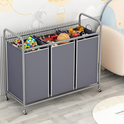 LINZINAR 3-Bag Laundry Sorter, Laundry Hamper Cart - Image 3