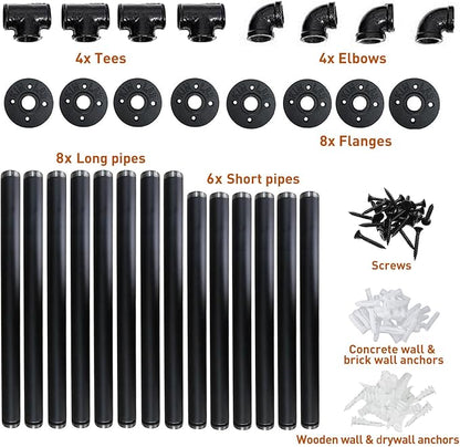 HITOMEN Industrial Iron Pipe Shelves, 2 Set 4-Tier 41.5" Tall 12" Depth - Image 4