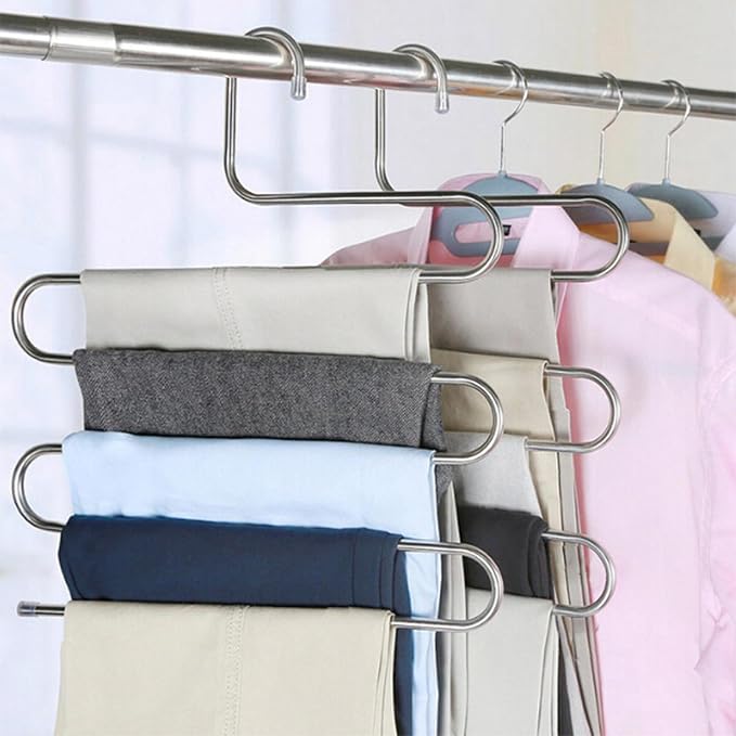 devesanter Pants Hangers Non-Slip S-Shape Trousers Hangers Stainless Steel & - Image 2