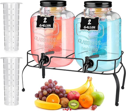 Lallisa 2 Pcs 2 Gallon Glass Drink Dispenser by Lallisa
