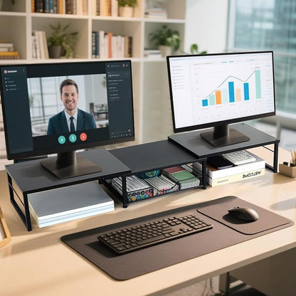 OPNICE Dual Monitor Stand Riser, Desk Organizer - Image 3