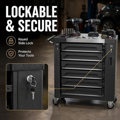 7-Drawer Rolling Tool Chest, Tool Box Lockable Metal Tool Cabinet - Image 7